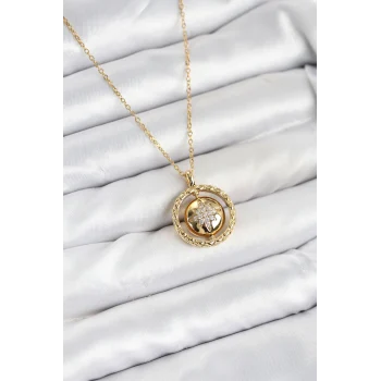 316L Çelik Zincir Gold Renk Kutup Yıldızı Model Kadın Kolye