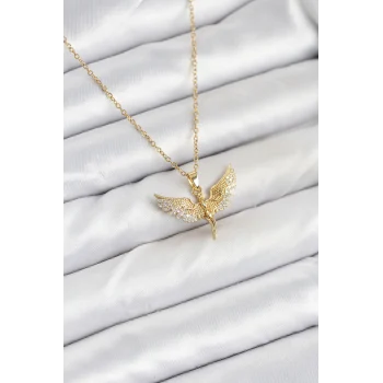 316L Çelik Zincir Gold Renk Melek Model Kadın Kolye