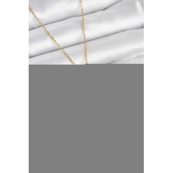 316L Çelik Zincir Gold Renk Zirkon Taşlı Kadın Kolye