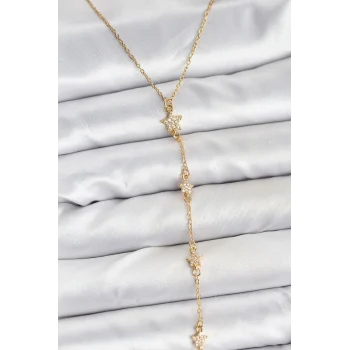 316L Çelik Zincir Gold Renkli Yıldız Model Kadın Y Kolye