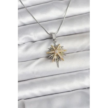 316L Çelik Zincir Gümüş Renk Kutup Yıldızı Model Kadın Kolye