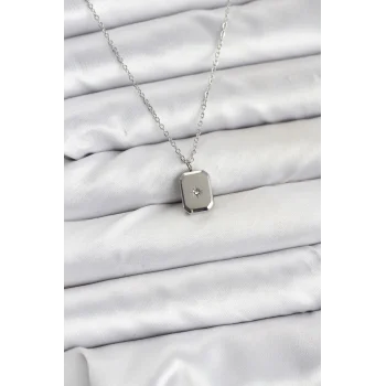 Çelik Zincir Gümüş Renk Minimal Kutup Yıldızı Model Kadın Kolye