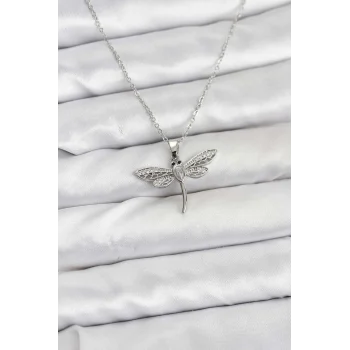 316L Çelik Zincir Gümüş Renk Yusufçuk Model Kadın Kolye