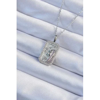 316L Çelik Zincir Gümüş Renk Zirkon Taşlı Yüz Figürlü Tarot Kolye