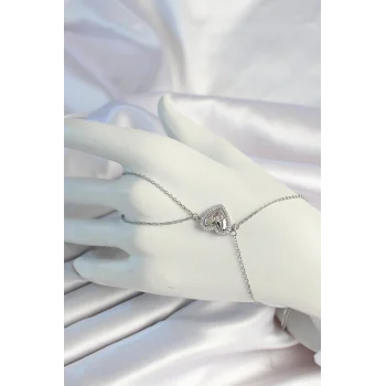 316l Çelik Zincirli Gümüş Renk Kalp Figürlü Zirkon Taşlı Şahmeran