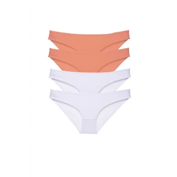 4 adet Eko Set Likralı Kadın Slip Külot Pudra Beyaz