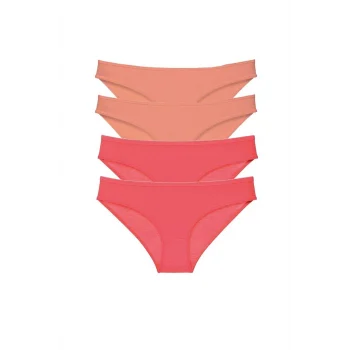 4 adet Eko Set Likralı Kadın Slip Külot Pudra Fuşya