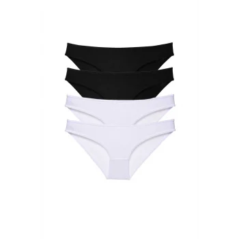 4 adet Eko Set Likralı Kadın Slip Külot Siyah Beyaz