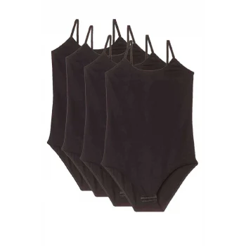 4 Adet İp Askılı Kadın Çıtçıtlı Body Siyah