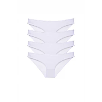 4 adet Süper Eko Set Likralı Kadın Slip Külot Beyaz