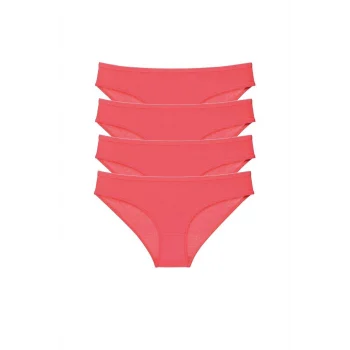 4 adet Süper Eko Set Likralı Kadın Slip Külot Fuşya