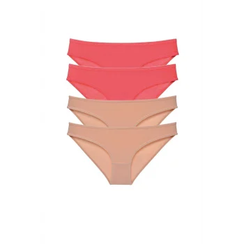 4 adet Süper Eko Set Likralı Kadın Slip Külot Fuşya Ten