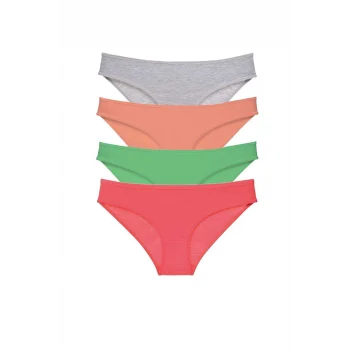 4 adet Süper Eko Set Likralı Kadın Slip Külot Gri Pudra Yeşil Fuşya