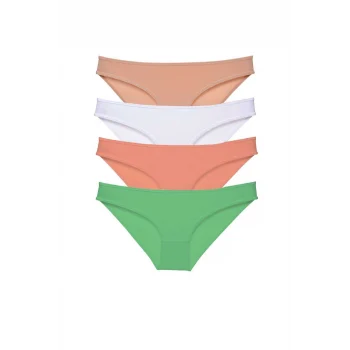 4 adet Süper Eko Set Likralı Kadın Slip Külot Ten Beyaz Pudra Yeşil