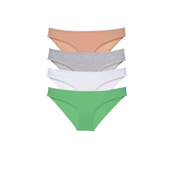 4 adet Süper Eko Set Likralı Kadın Slip Külot Ten Gri Beyaz Yeşil