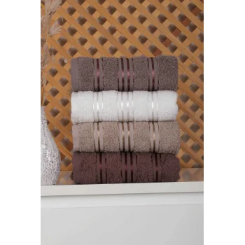 4 lü El Yüz Renkli Havlu Seti %100 Pamuk 50x90 Cm Lidya-3