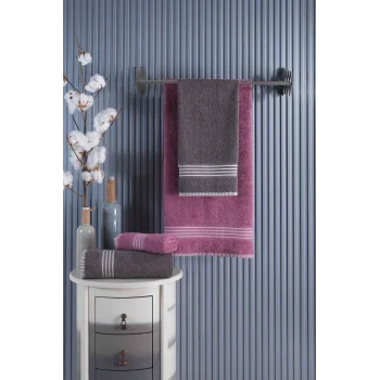 4 lü Kadın Erkek Banyo Havlusu Takımı Oscar Mürdüm Antasit
