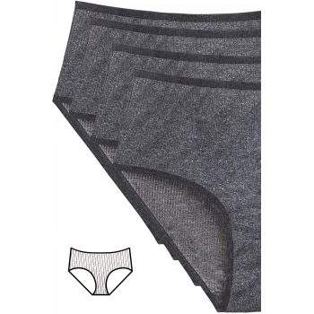 4lü Yeni Seri Renkli Yüksek Bel Fitilli Ribana Bato Külot Antrasit