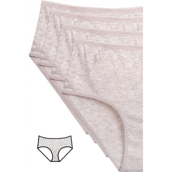 4lü Yeni Seri Renkli Yüksek Bel Fitilli Ribana Bato Külot Kahve