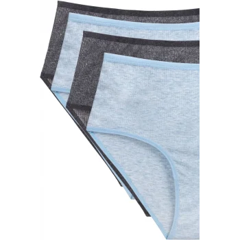 4lü Yeni Seri Renkli Yüksek Bel Fitilli Ribana Bato Külot Turquaz Gri