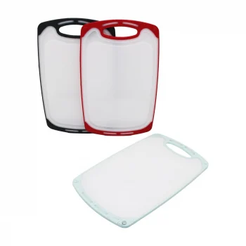 40x24cm  Büyük  Plastik  Kesim Panosu  Kaymaz Silikon Kenarlık - 10mm Kalınlık