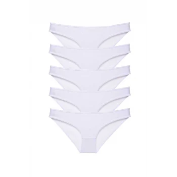 5 adet Süper Eko Set Likralı Kadın Slip Külot Beyaz