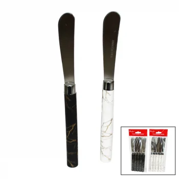 5 Parça  Uzun Kahvaltı Bıçak - Mermer Desen Saplı 16.5 Cm