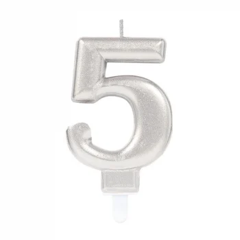 5 Rakam Mum Gümüş Renk