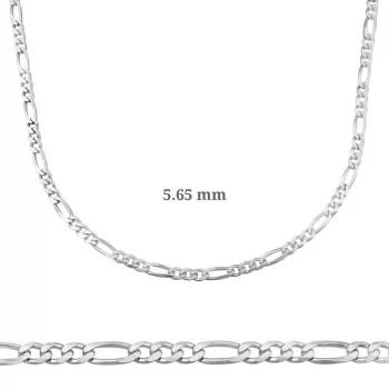 Luz&Pos 5.65 Mm Gümüş Figaro Zincir - 160 Mikron