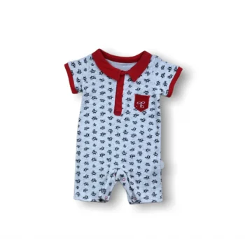 Luz&Pos 6-9 9-12 12-18 Ay Galaksi Baskılı Çıtçıtlı Kısa Kollu Erkek Bebek Tulumu Kırmızı