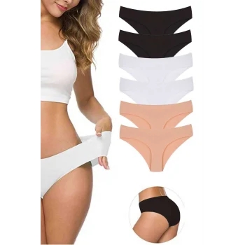 6 Adet Kadın Dikişsiz Lazer Kesim Esnek İz yapmayan Külot S4