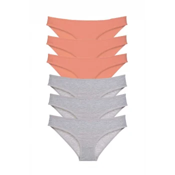 6 adet Süper Eko Set Likralı Kadın Slip Külot Pudra Gri
