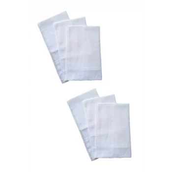6 lı El Cep Beyaz Kumaş Mendil 39x39 cm Pamuklu YM Beyaz