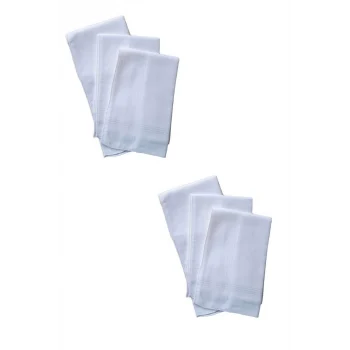 6 lı El Cep Yaka Kumaş Mendil 36x36 Cm 100 Pamuklu TM Beyaz