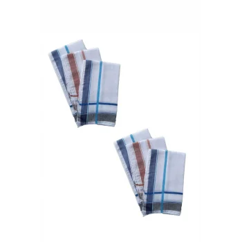 6 lı El Cep Yaka Kumaş Mendil 36x36 Cm 100 Pamuklu TM02