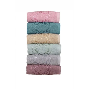 6 lı El Yüz Renkli Havlu Seti &#37;100 Pamuk Sultan 50x90 Cm