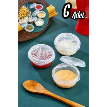 6 Lı Yelpaze Kapaklı Şeffaf Mini Sosluk- Ketçap Mayonez Kabı- Kahve Yanı Şeker Lokumluk