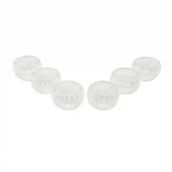 6 Pcs   Çizgili Cam  Çift Cidarlı Lokumluk - Sosluk  50 Ml