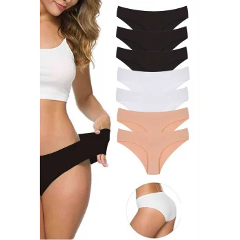 7 Adet Kadın Dikişsiz Lazer Kesim Esnek İz yapmayan Külot S4