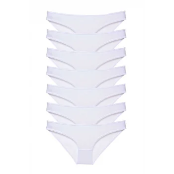 7 adet Süper Eko Set Likralı Kadın Slip Külot Beyaz