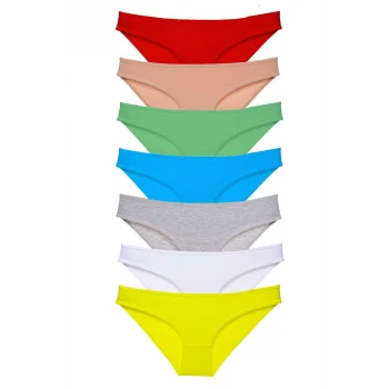 7 adet Süper Eko Set Likralı Kadın Slip Külot Çok Renkli