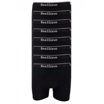 8 adet Feelline Siyah Pamuklu Doğal Likralı Erkek Boxer