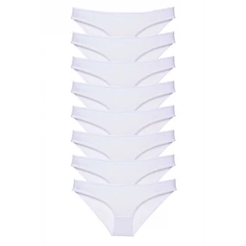 8 adet Süper Eko Set Likralı Kadın Slip Külot Beyaz