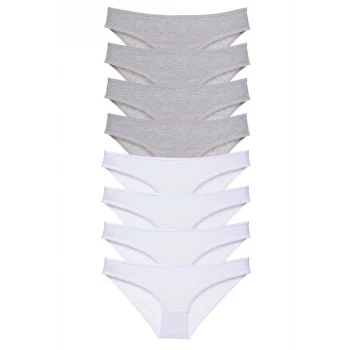 8 adet Süper Eko Set Likralı Kadın Slip Külot Gri Beyaz