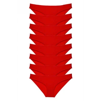 8 adet Süper Eko Set Likralı Kadın Slip Külot Kırmızı