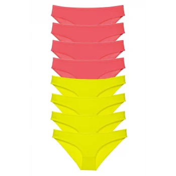 8 adet Süper Eko Set Likralı Kadın Slip Külot Sarı Fuşya