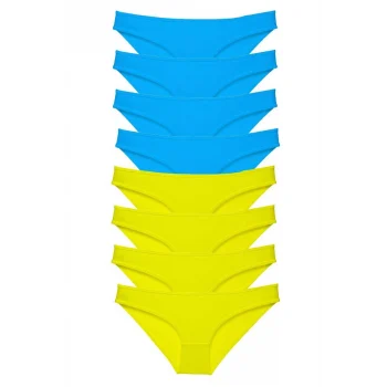 8 adet Süper Eko Set Likralı Kadın Slip Külot Sarı Mavi