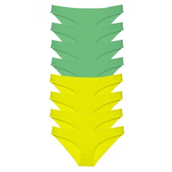 8 adet Süper Eko Set Likralı Kadın Slip Külot Sarı Yeşil