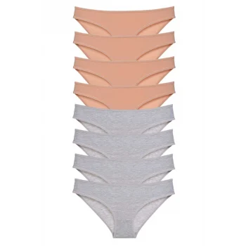 8 adet Süper Eko Set Likralı Kadın Slip Külot Ten Gri