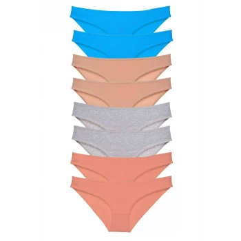 8 adet Süper Eko Set Likralı Kadın Slip Külot Ten Gri Pudra Mavi